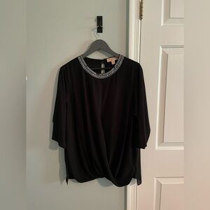 Elegant Black Beaded Women's Top